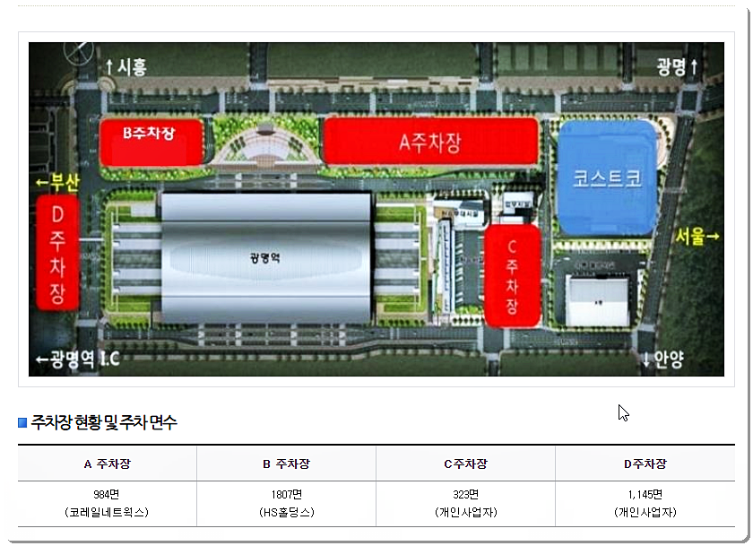 광명역 주차장 이용 안내