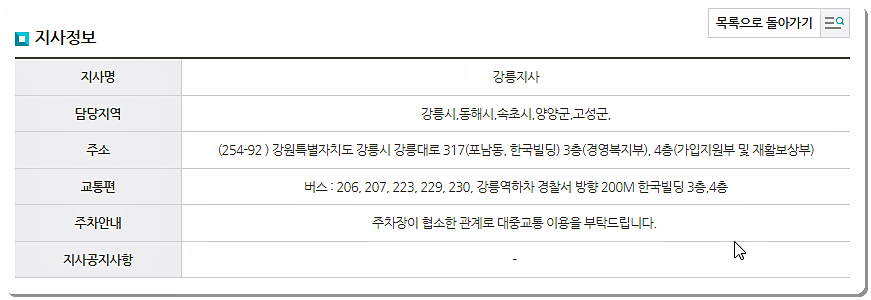 근로복지공단 강릉지사 교통편