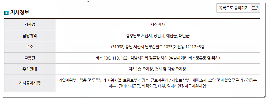 근로복지공단 서산지사 주차장 및 교통편