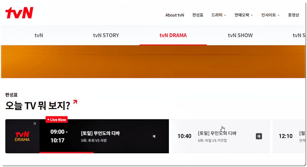 tvN 홈페이지