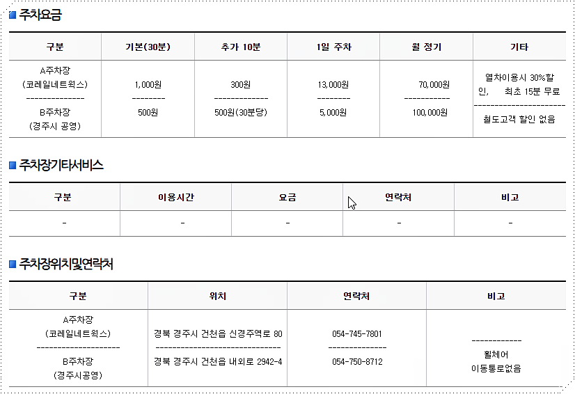 신경주역 주차장 요금 2