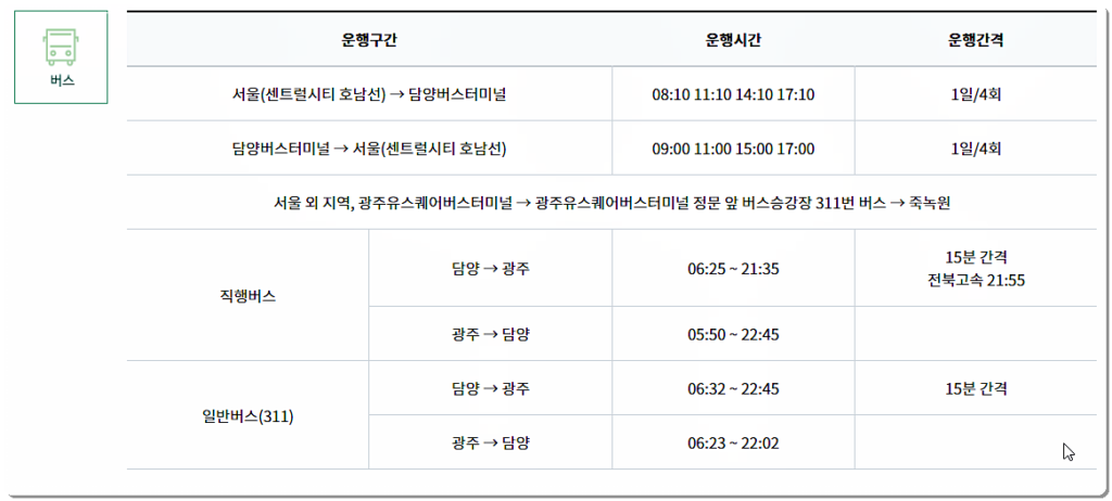 시내버스 및 고속버스