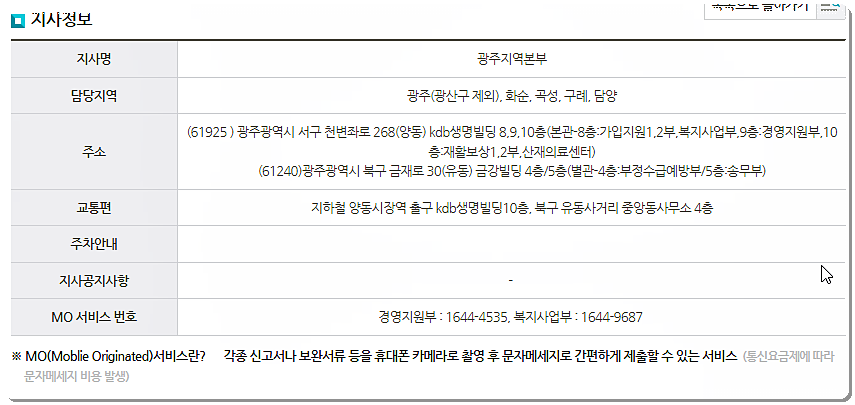 근로복지공단 광주지역본부 주소 및 위치