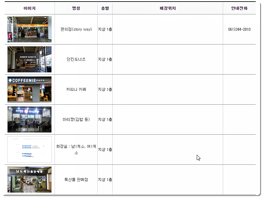 목포역 내부 시설