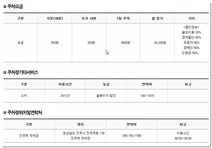 진주역 주차장 요금 2