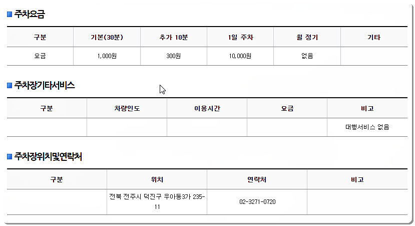 전주역 주차장 요금 2