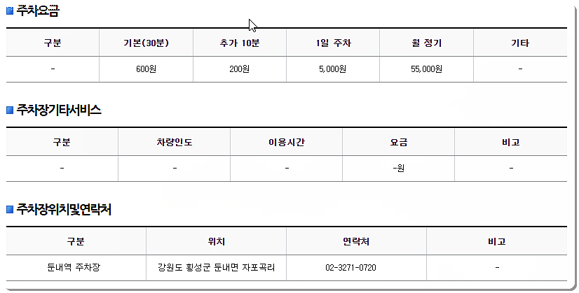 주차장 요금 안내 2