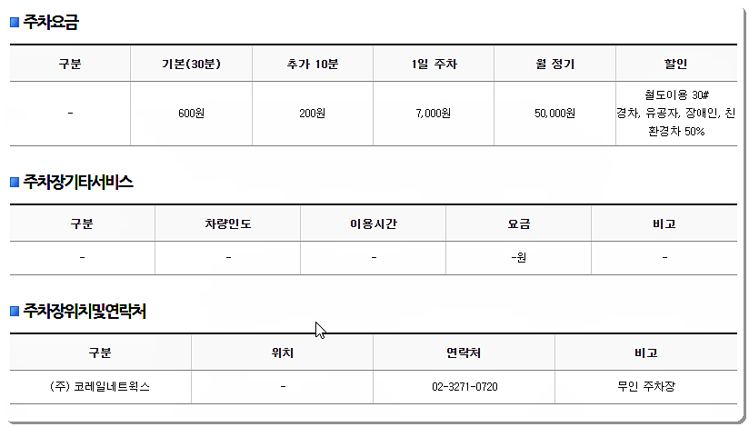 주차장 요금