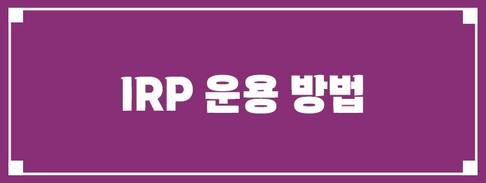 초보자를 위한 IRP 운용 방법
